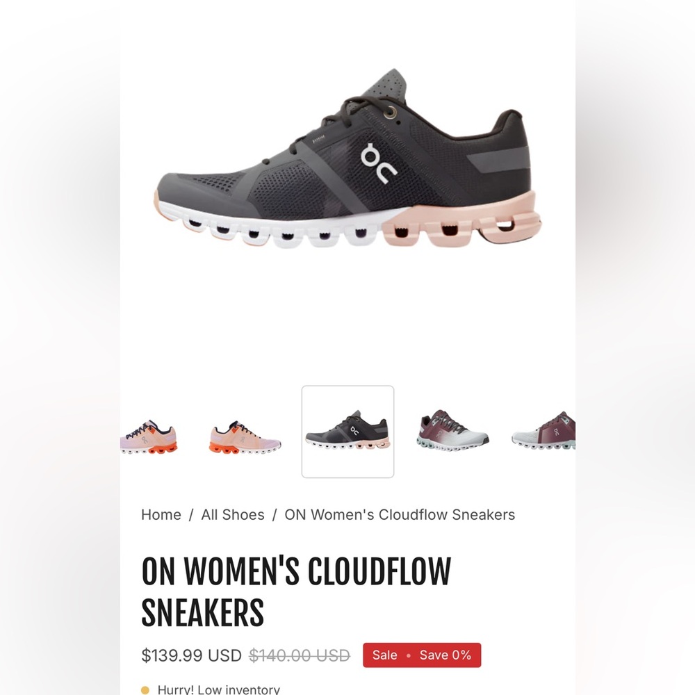On Running Women's Cloudflow Sneakers - Black and Pink